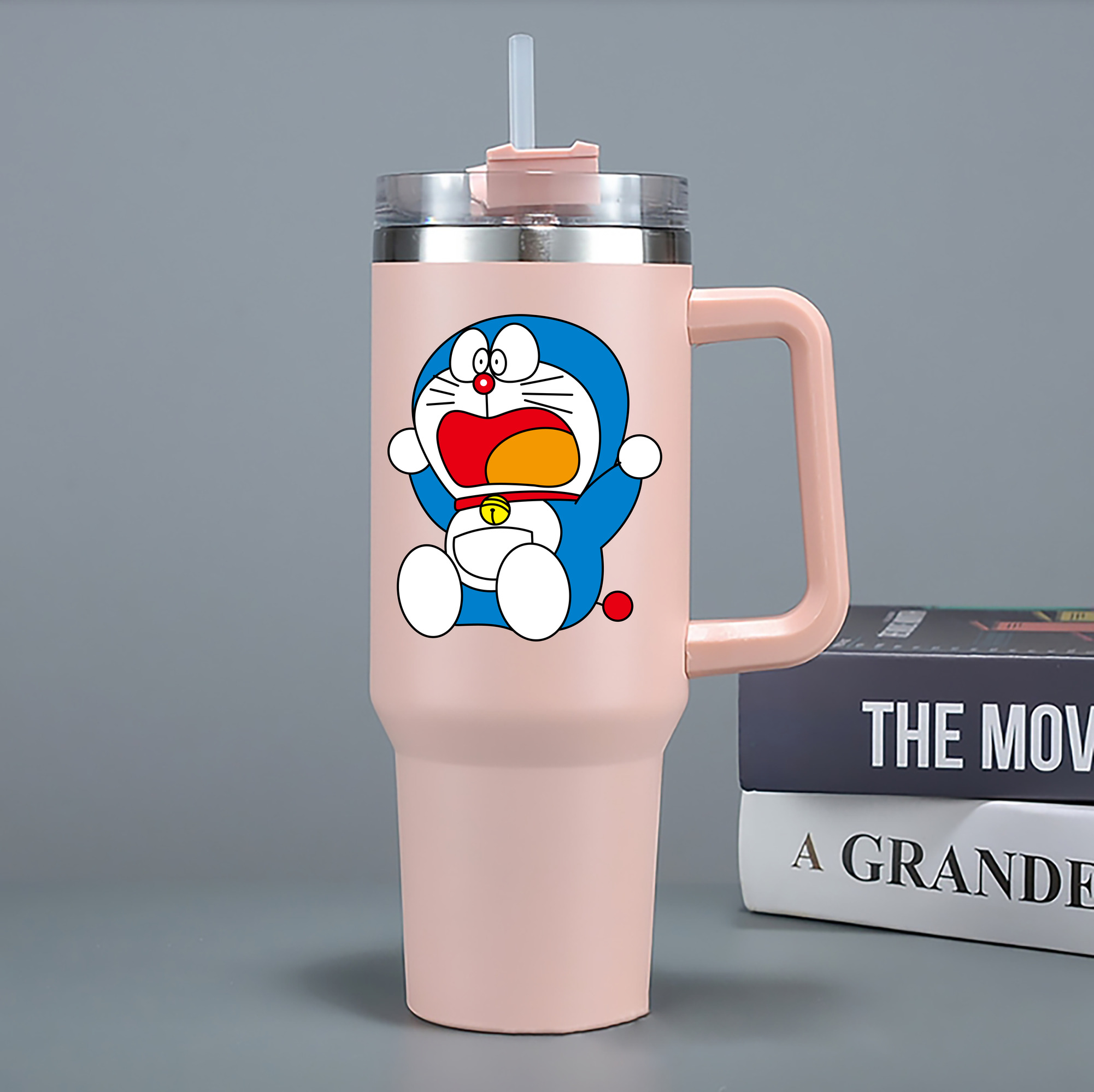 （画像用） ドラえもん Doraemon 1200mL車用タンブラー - クリスタルステッカー（プラスチックストロー付き）